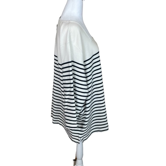 J Jill We Ottoman Square Neck Top Navy Stripe 4X Nautical Coastal Vacation NWT - Picture 4 of 12